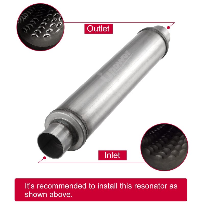 Upower 2.25" Inlet/Outlet Exhaust Muffler 18" Body Length 22" Overall Length 2 1/4 inch Resonator Muffler Fits 50251FLT Weld on - Image 5